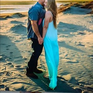 Splendid Blue ombré lined gauze maxi